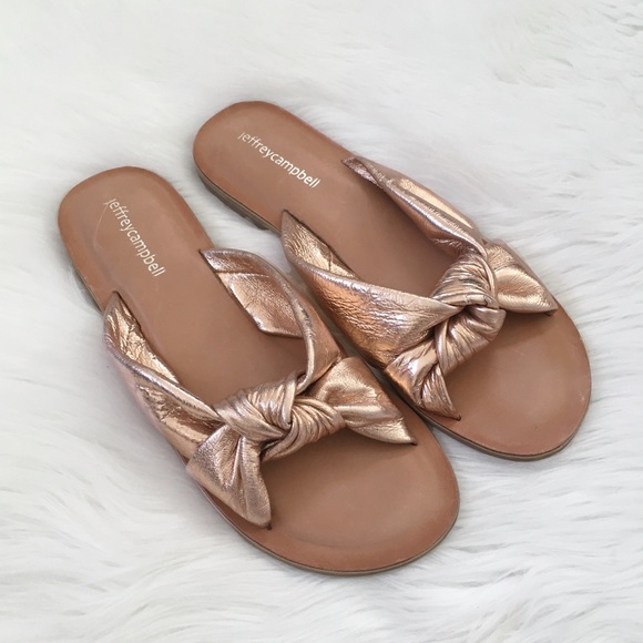 rose gold slip on sandals